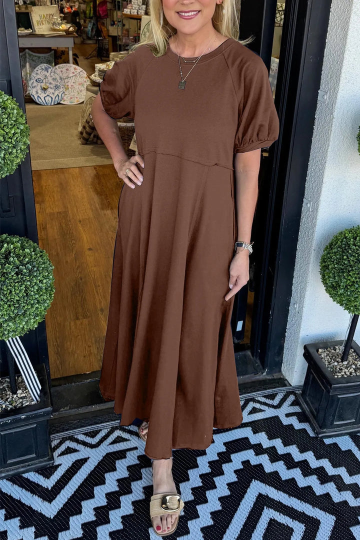 Annegret | Fließendes Puffärmel-Maxikleid