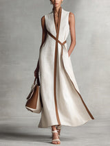 Anja | Elegantes Gürtel-Midikleid mit V-Ausschnitt
