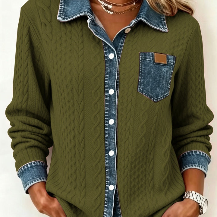 Ruth | Strukturierte Strickjacke mit Kontrastdetails