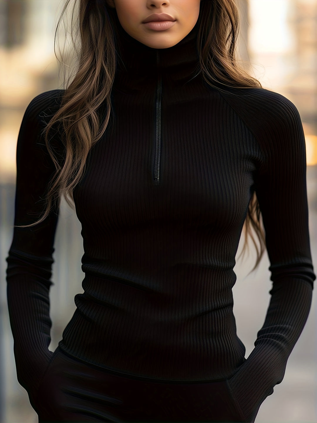 Petra | Fein gerippter Zip-Pullover