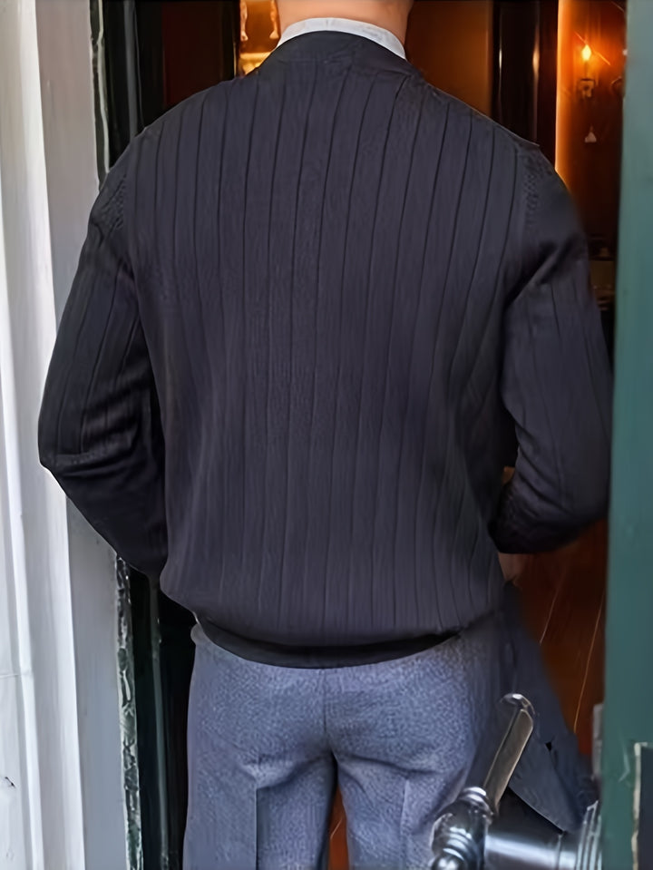 Leonhard | Fein gerippte Strickjacke mit Knopfleiste