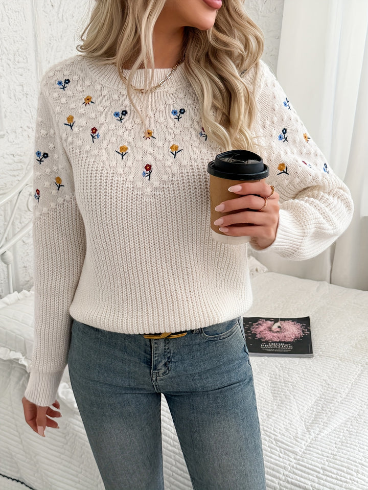 Rosalinde | Bestickter Blüten-Pullover