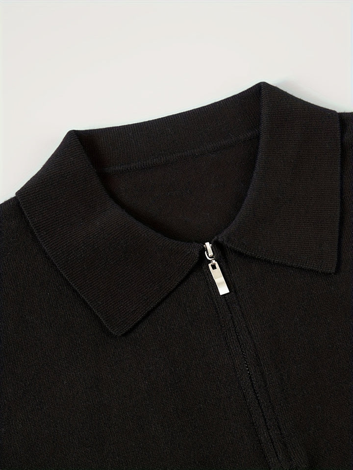 Konstantin | Eleganter Strick-Poloshirt mit Reißverschluss
