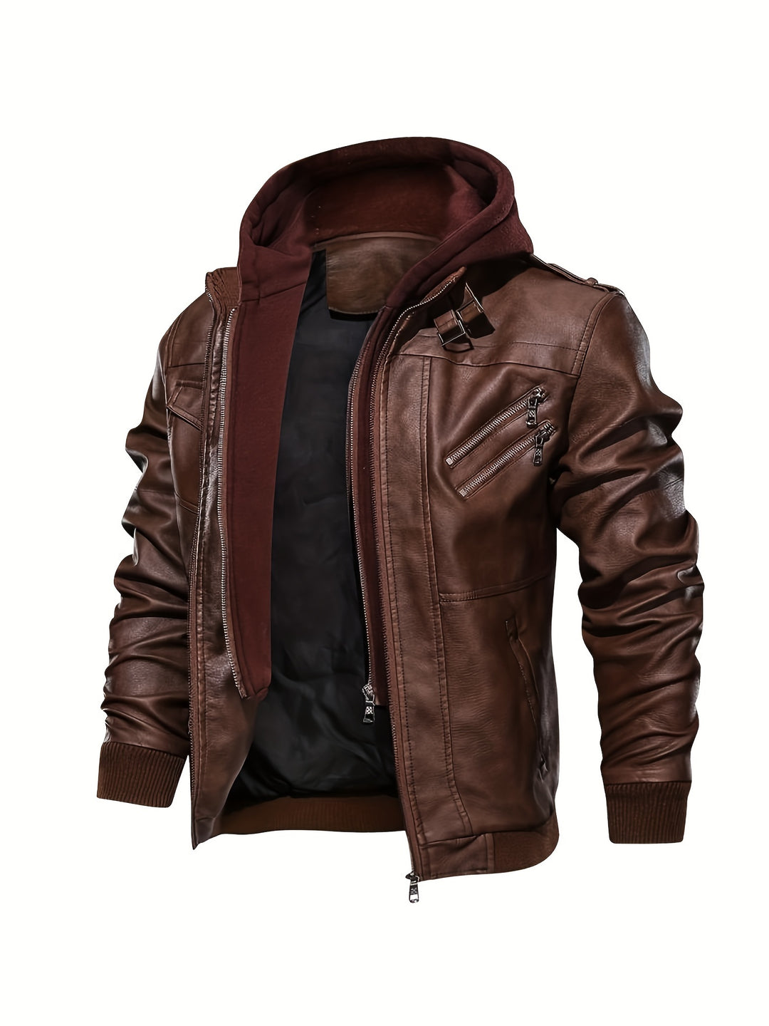 Torsten | Kapuzen-Bikerjacke mit Doppelreißverschluss