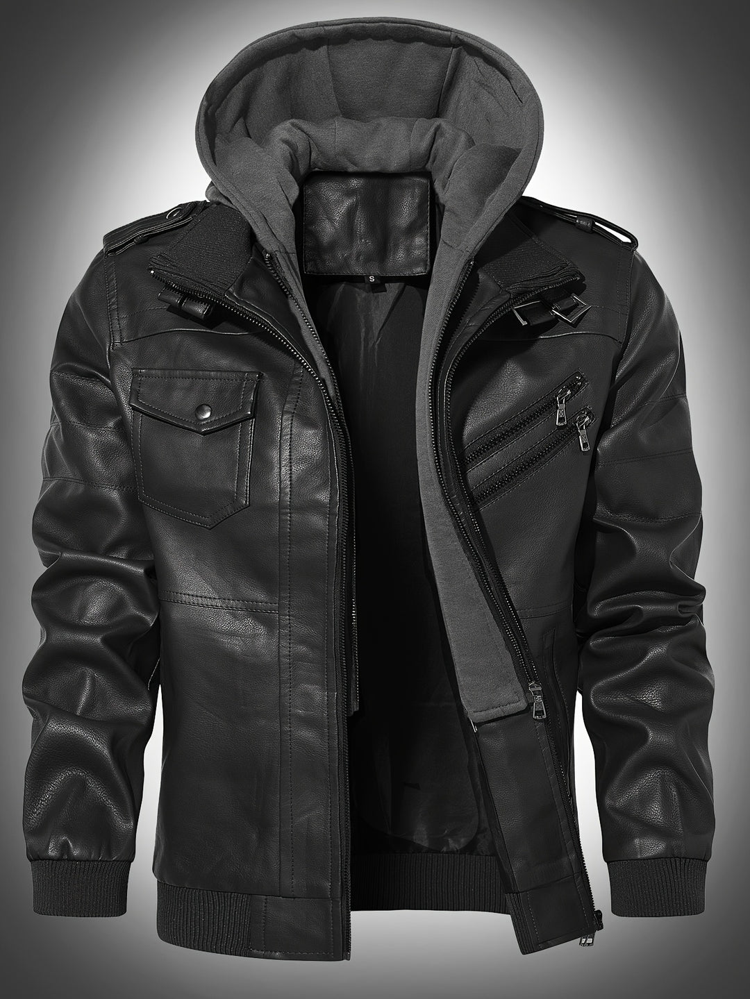 Tobias | Kapuzen-Bikerjacke im Vintage-Stil