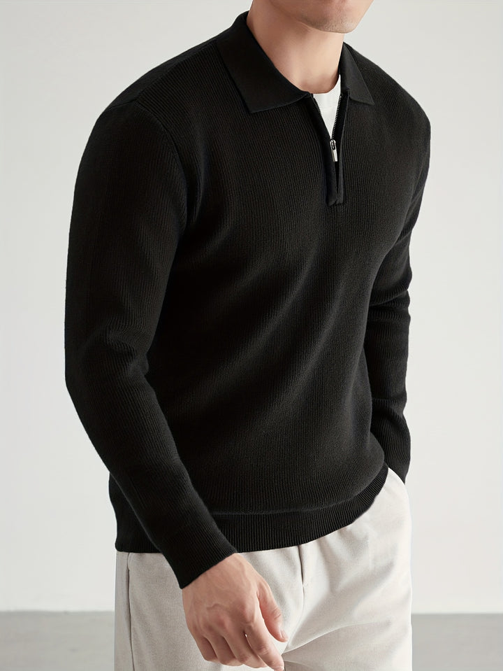 Konstantin | Eleganter Strick-Poloshirt mit Reißverschluss