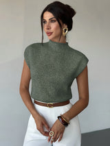 Ute | Elegantes Kurzarm-Top mit Stehkragen
