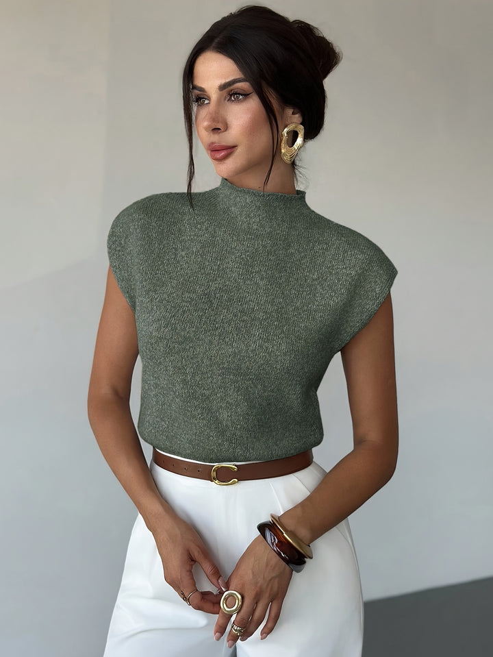 Ute | Elegantes Kurzarm-Top mit Stehkragen