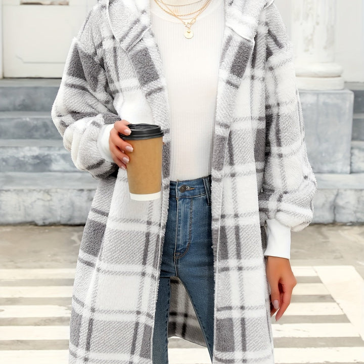 Margret | Kuscheliger Kapuzen-Cardigan mit Karomuster