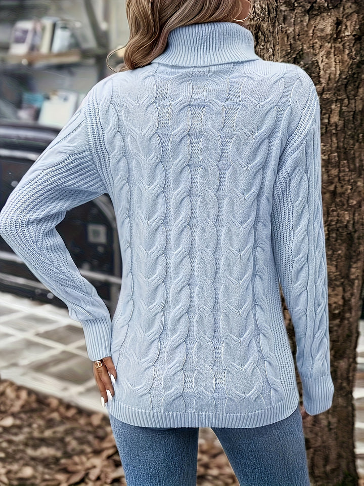 Liane | Weicher Zopfmuster-Pullover mit Rollkragen