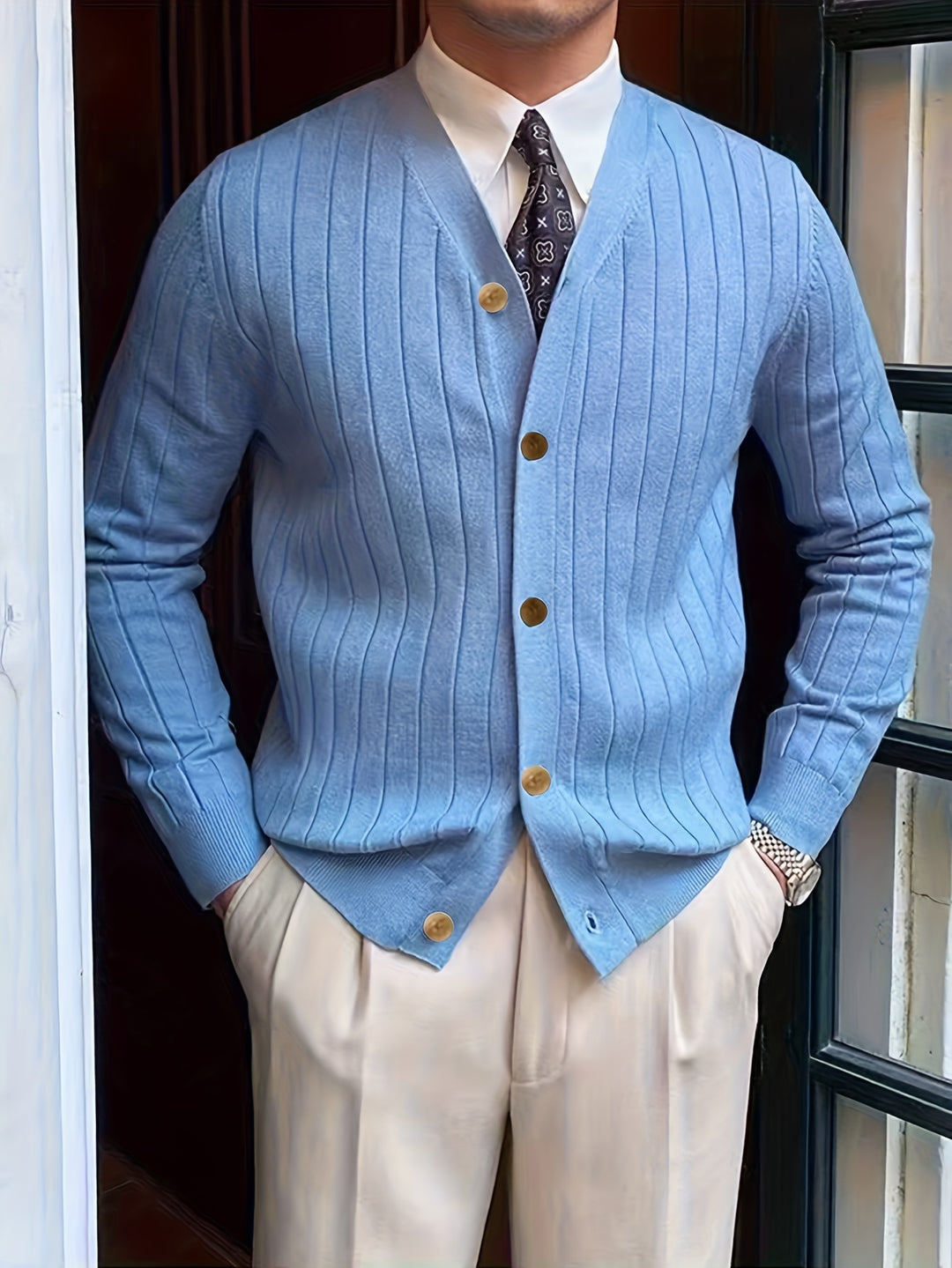 Leonhard | Fein gerippte Strickjacke mit Knopfleiste