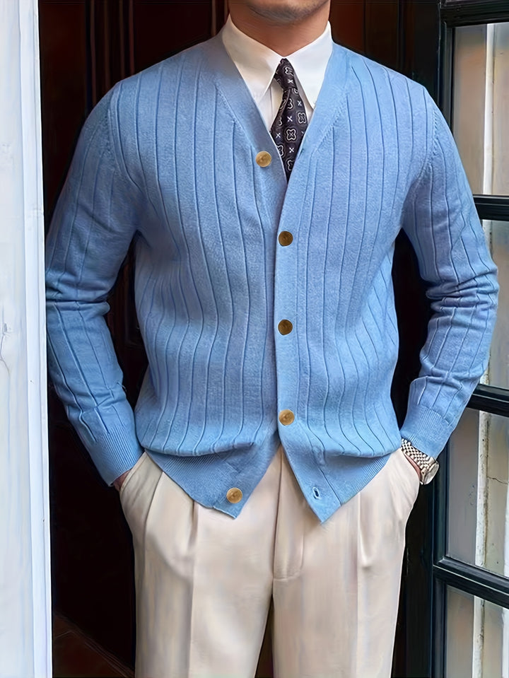 Leonhard | Fein gerippte Strickjacke mit Knopfleiste
