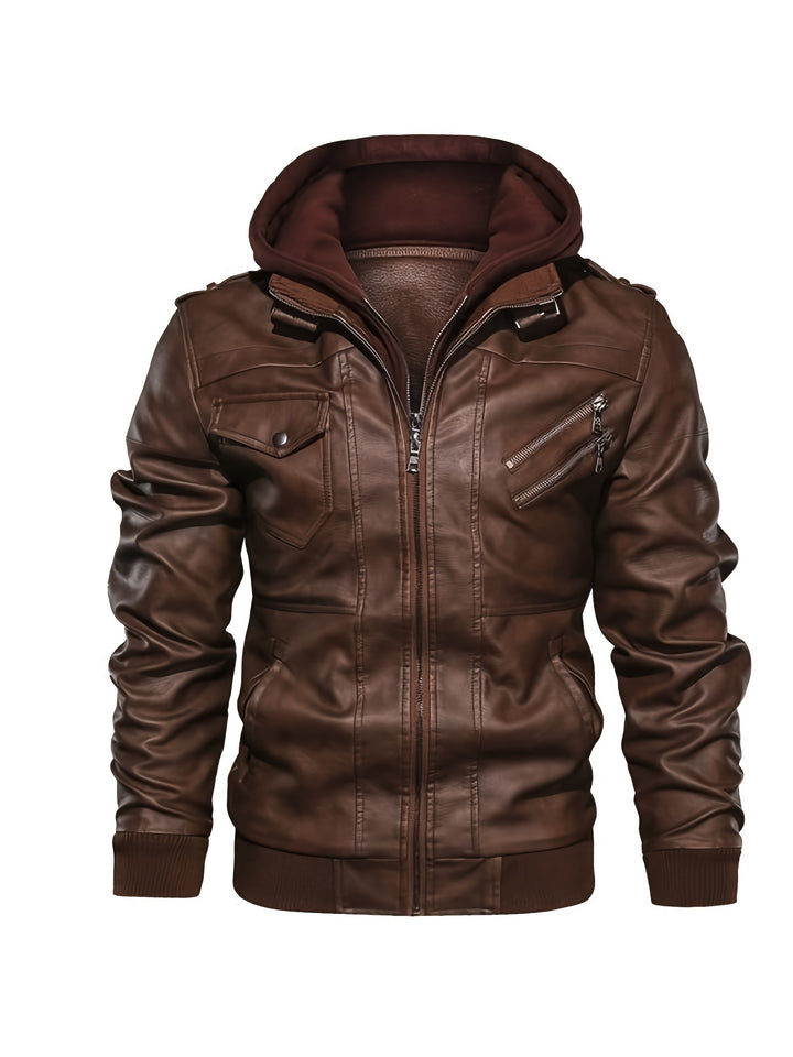 Torsten | Kapuzen-Bikerjacke mit Doppelreißverschluss
