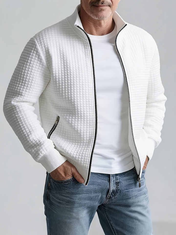 Joachim | Strukturierte Zip-Jacke mit Stehkragen