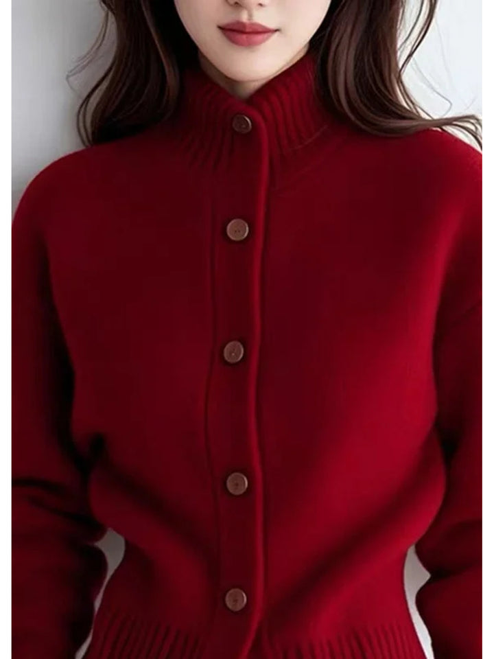 Ilse | Elegante Stehkragen-Strickjacke