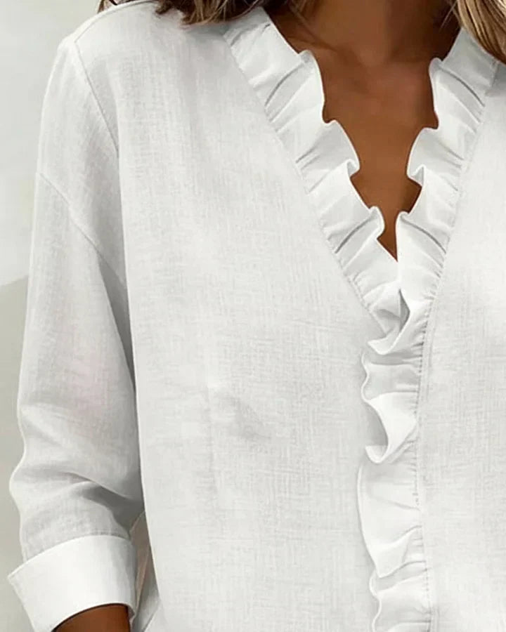 Wilma | Elegante Bluse mit Volant-Ausschnitt