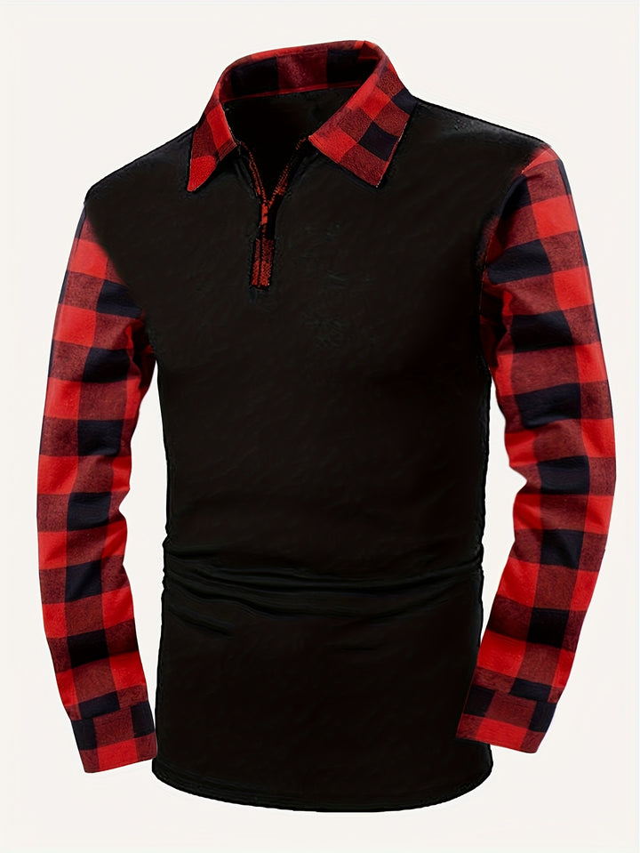 Bertram | Sportliches Karo-Poloshirt mit Half-Zip