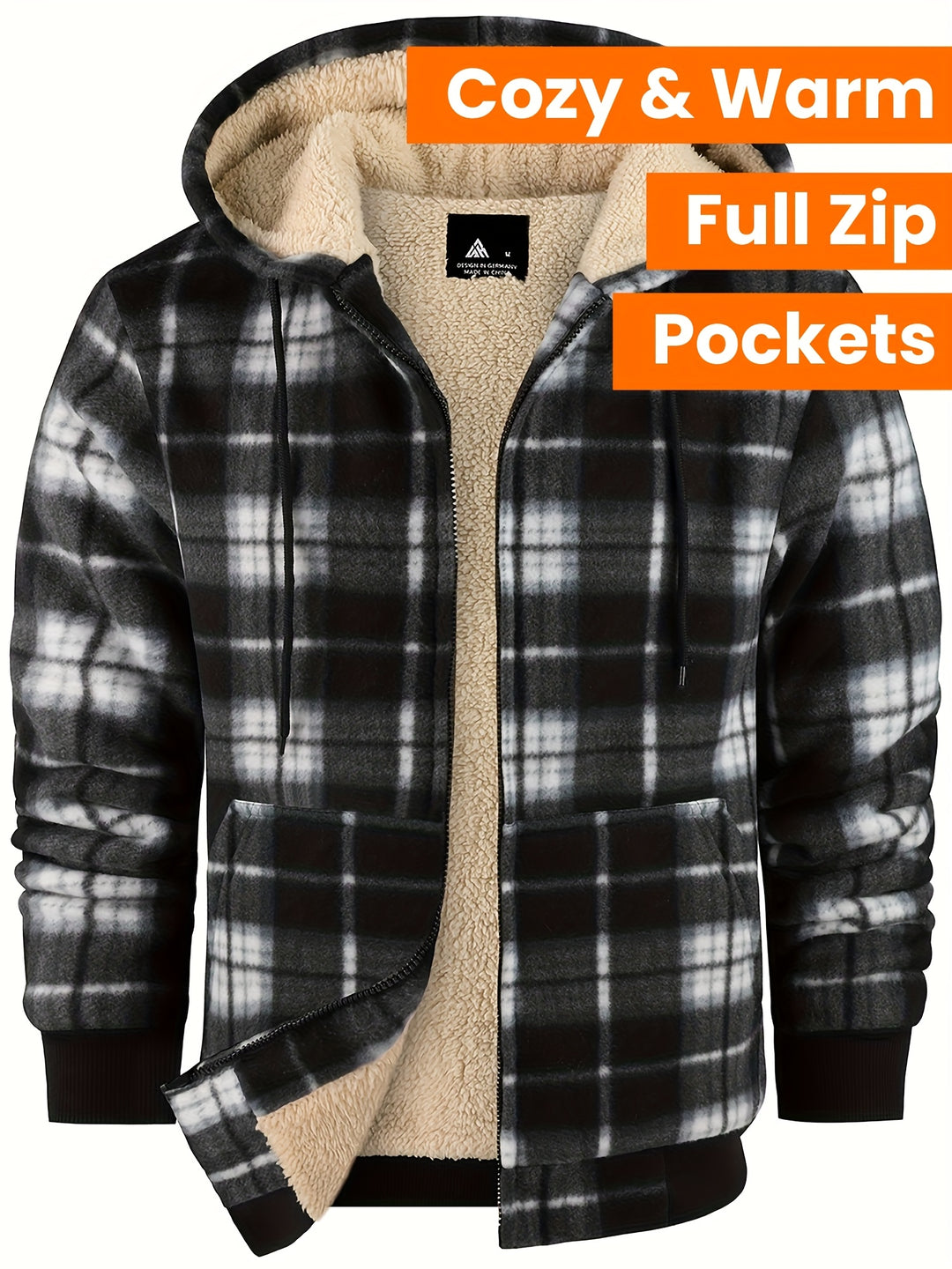 Gerwin | Gefütterte Kapuzenjacke im Karo-Look
