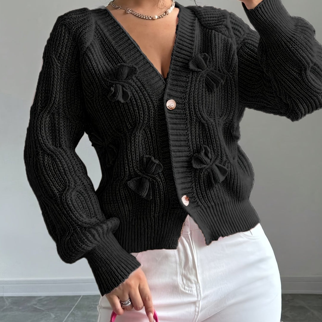 Editha | Zarte Schleifen-Strickjacke