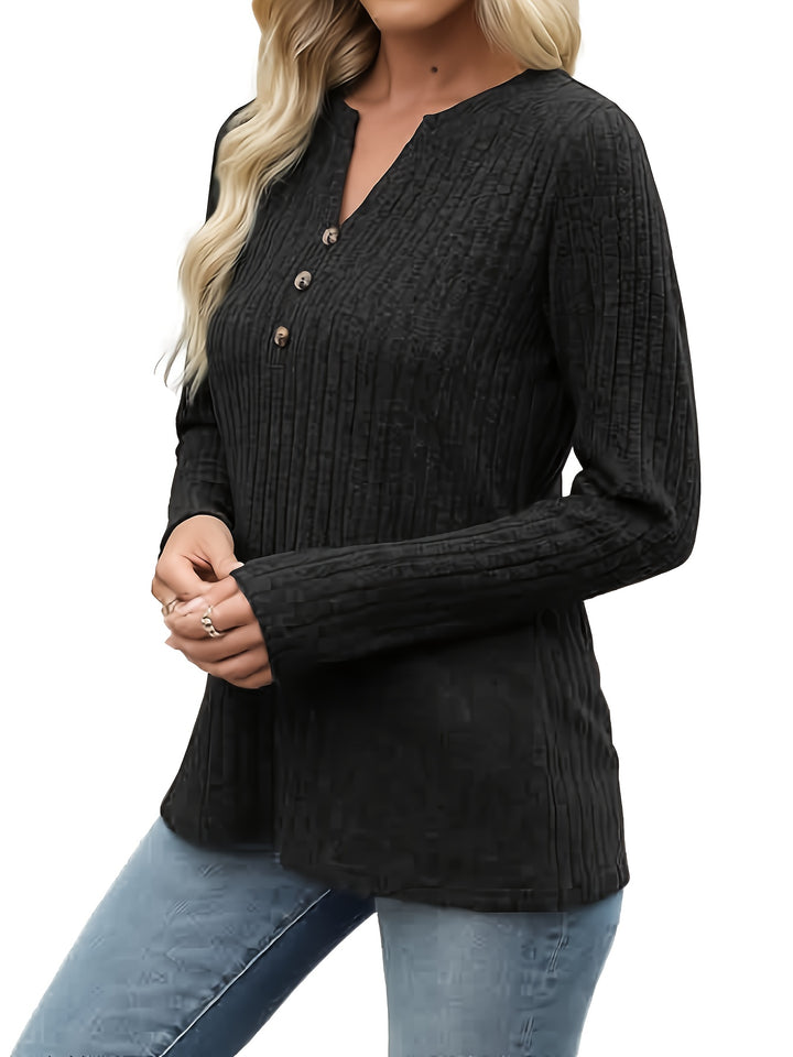 Ute | Feminines Henley-Oberteil mit Knopfleiste