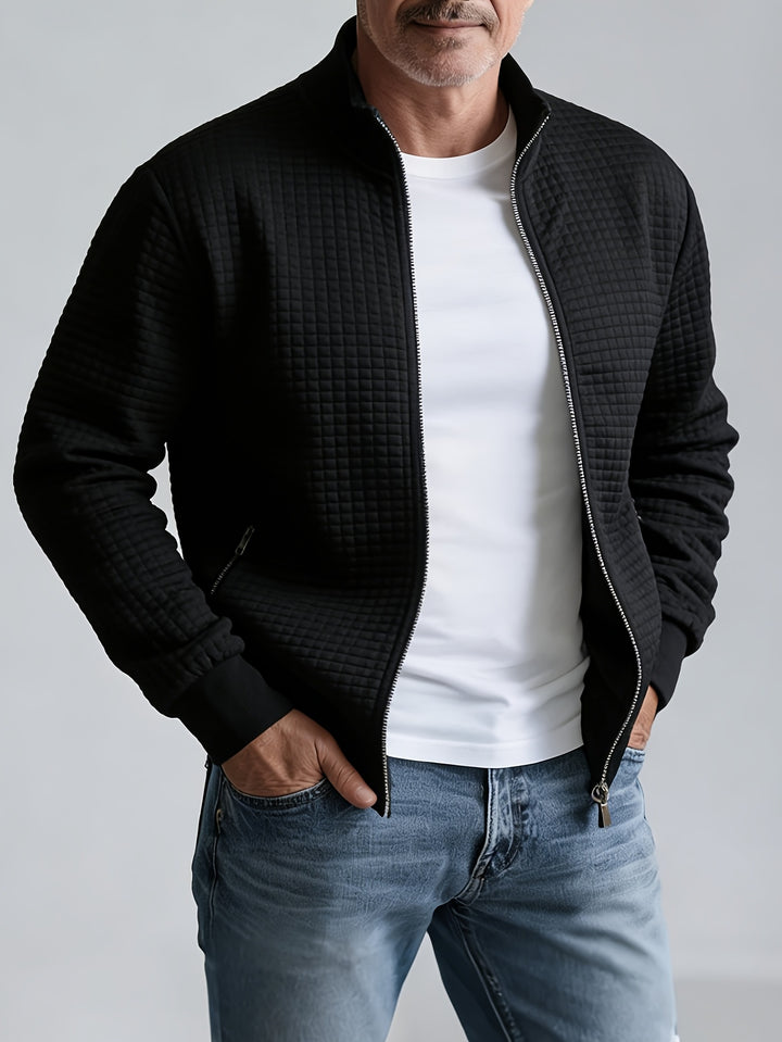 Joachim | Strukturierte Zip-Jacke mit Stehkragen