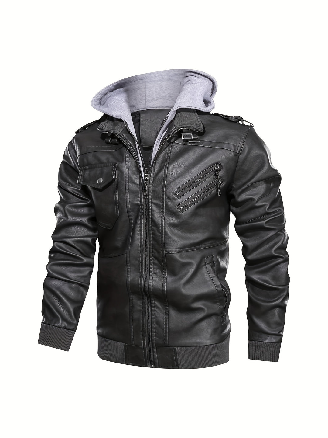 Torsten | Kapuzen-Bikerjacke mit Doppelreißverschluss