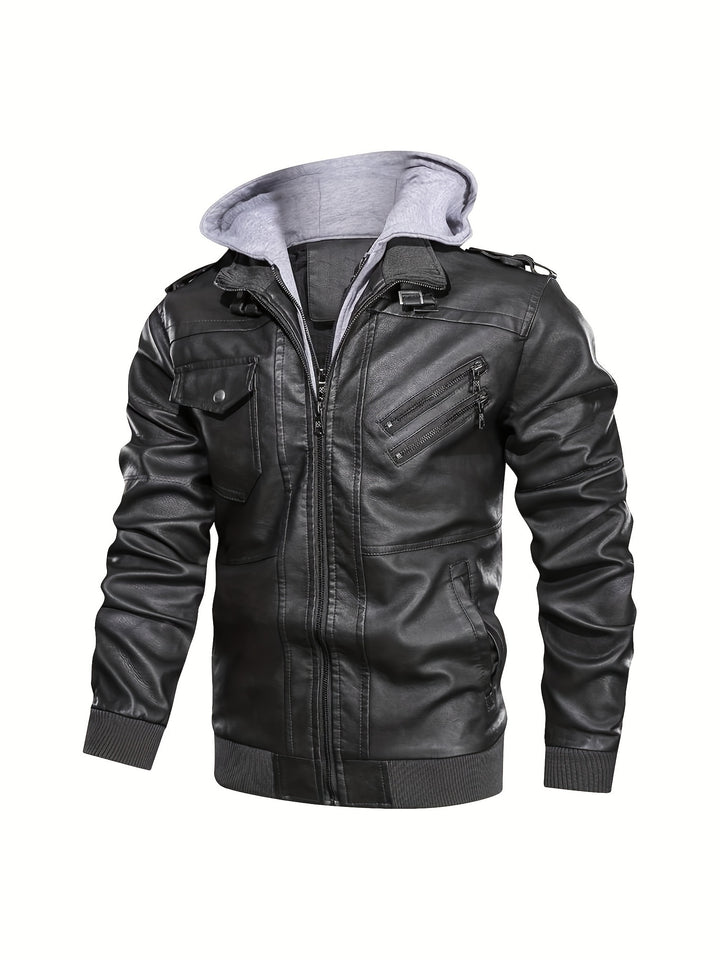 Torsten | Kapuzen-Bikerjacke mit Doppelreißverschluss
