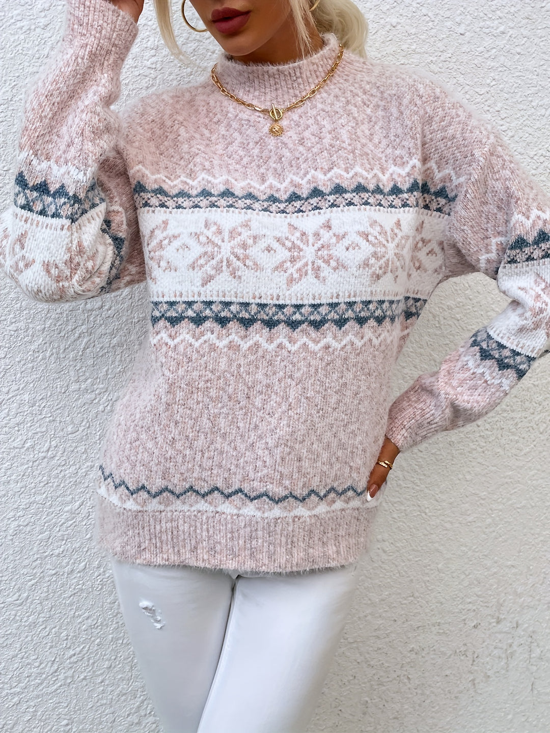 Inga | Weicher Christmas Strickpullover mit Schneeflocken