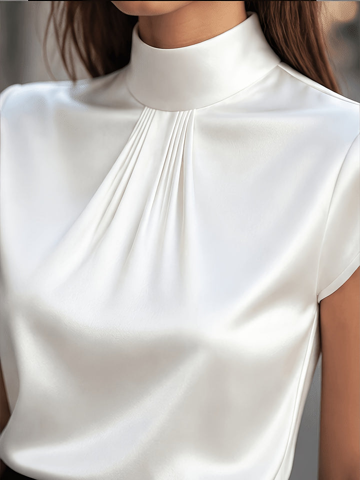 Sylvia | Elegante Stehkragen-Bluse mit Faltendetail