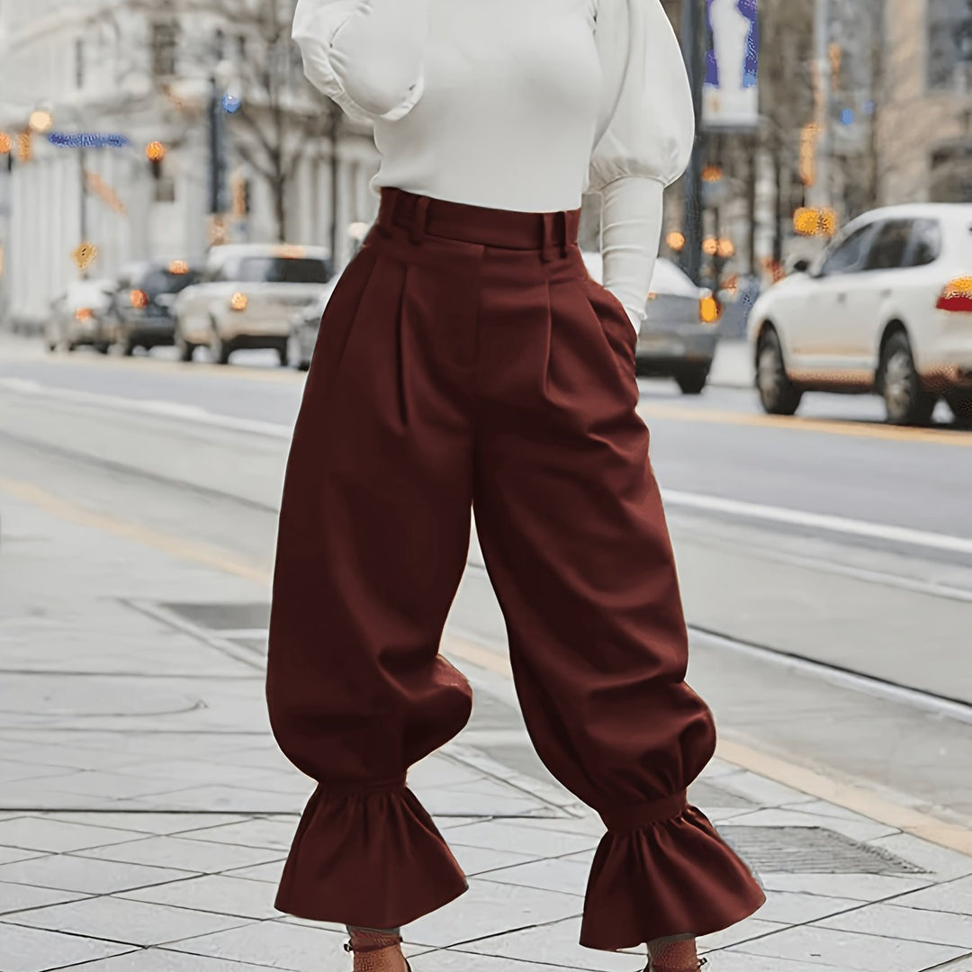 Sigrid | Elegante Weite Hose mit Volantsaum
