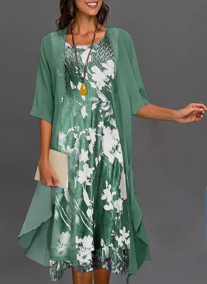 Marie | Damen Zweiteiliges Set mit Blumenmuster 3/4-Ärmel