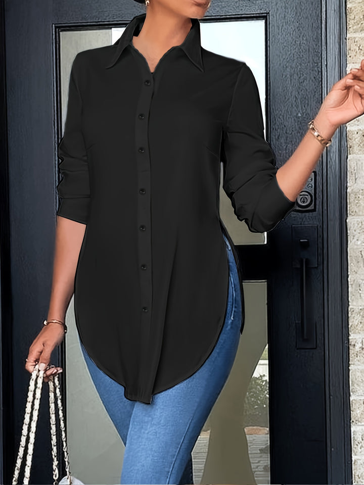 Almut | Elegante Longbluse mit Seitenschlitz