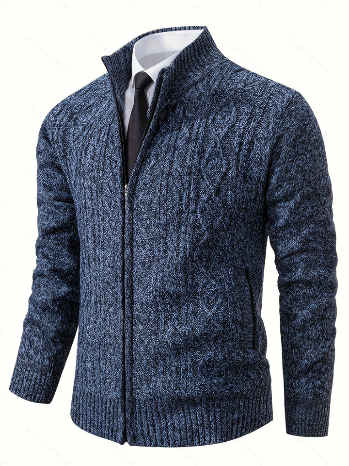Björn | Strukturierte Strickjacke mit Stehkragen