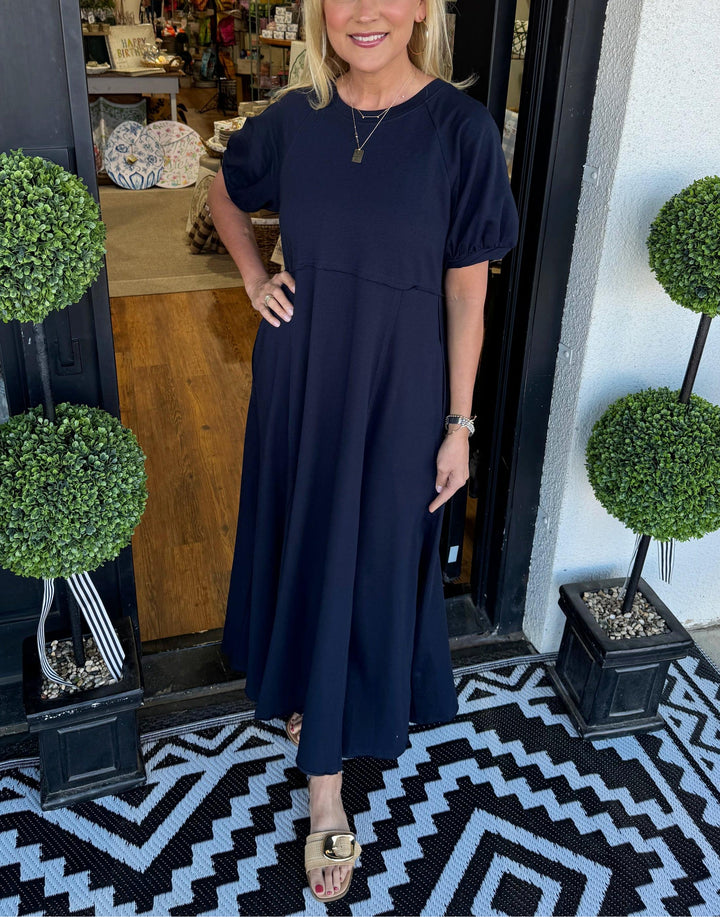 Annegret | Fließendes Puffärmel-Maxikleid