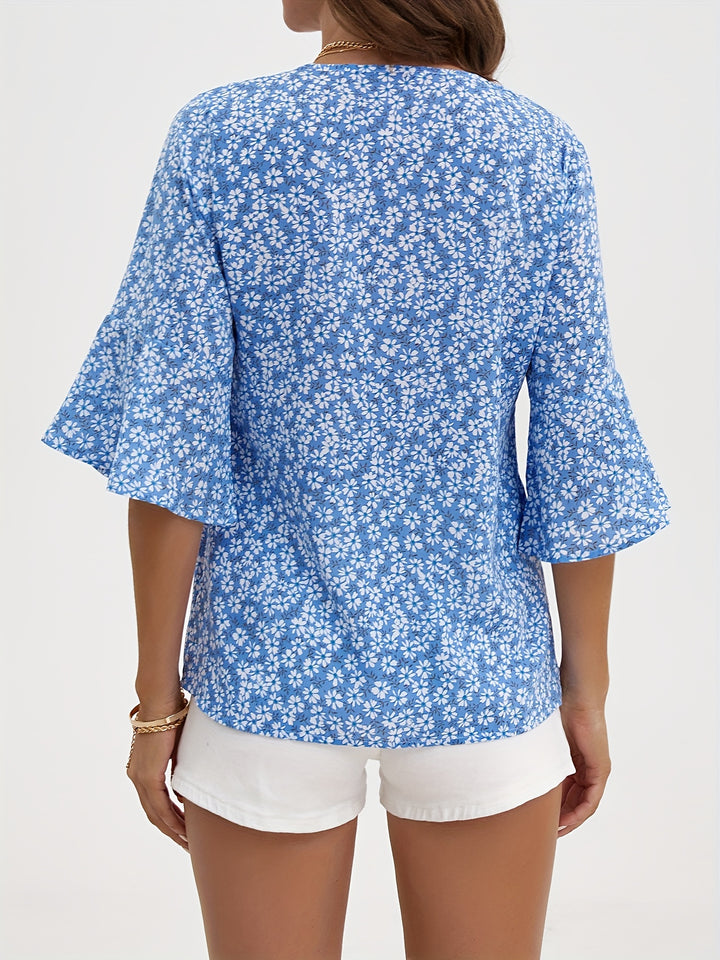 Maren | Blumige Bluse mit Volantärmeln