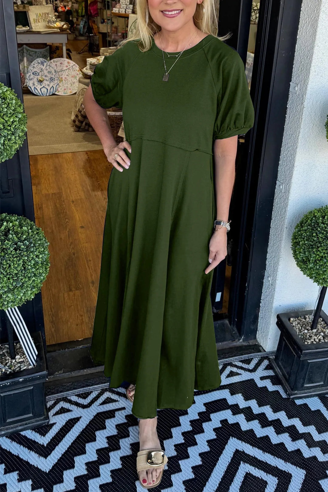 Annegret | Fließendes Puffärmel-Maxikleid