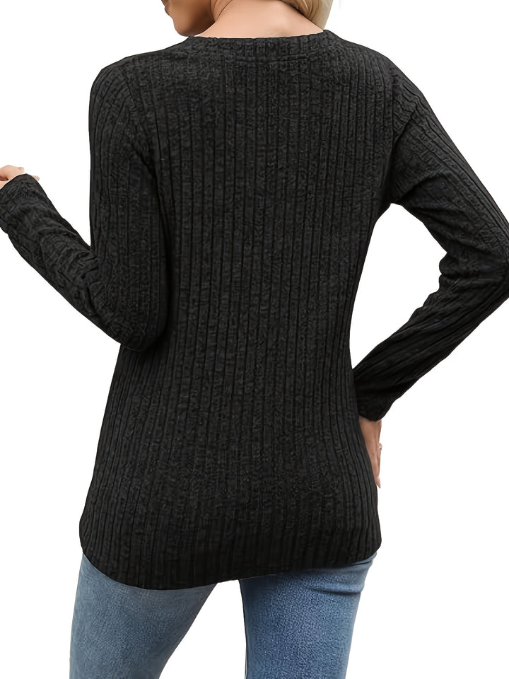 Ute | Feminines Henley-Oberteil mit Knopfleiste