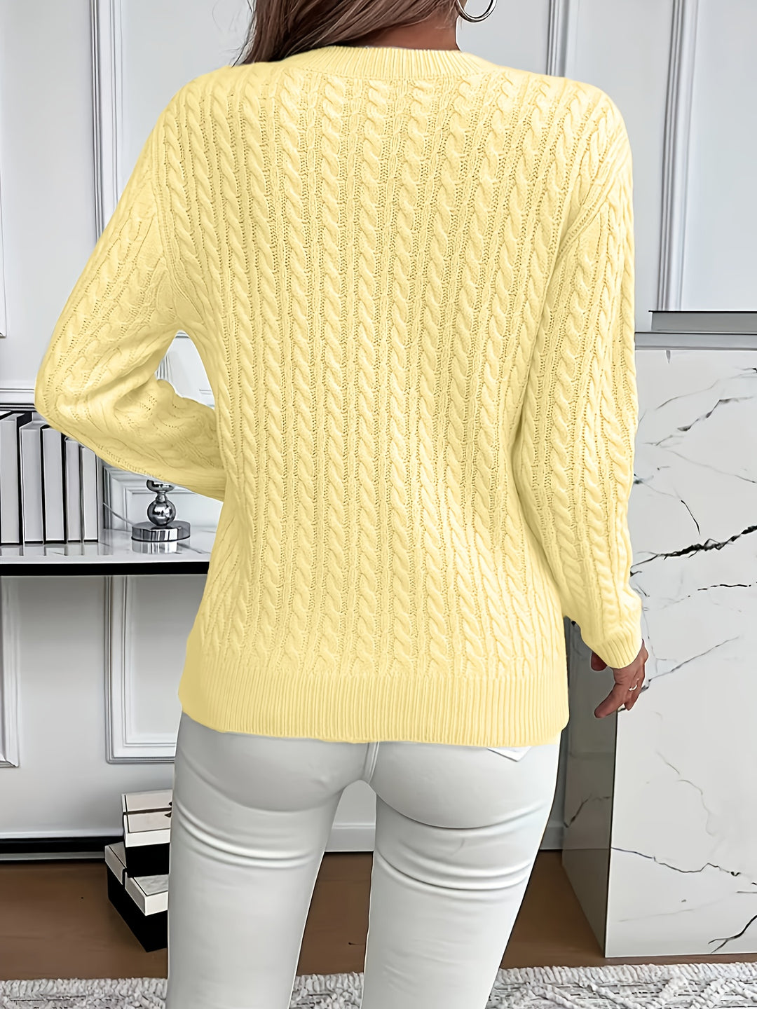 Katrin | Weich fließender Zopfmuster-Pullover