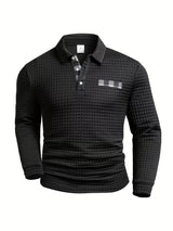 Detlef | Strukturiertes Langarm-Poloshirt