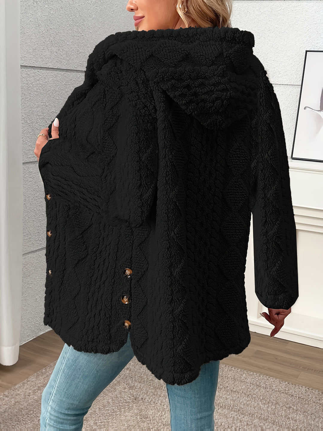 Paula | Kuschelweiche Kapuzenjacke mit Knopfleiste