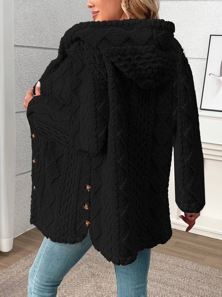 Paula | Kuschelweiche Kapuzenjacke mit Knopfleiste