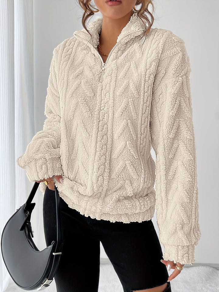 Carolin | Kuschelweicher Struktur-Pullover mit Stehkragen