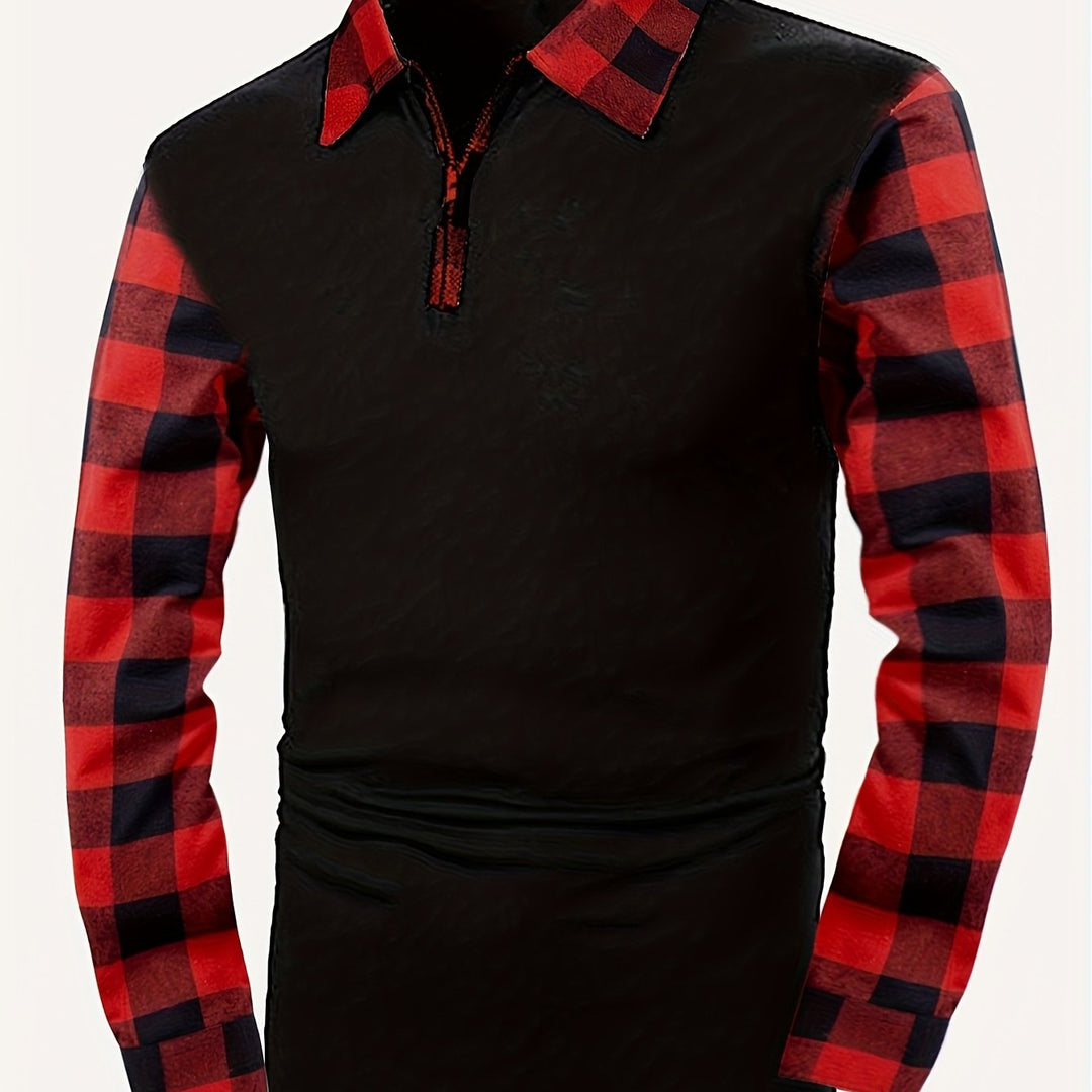 Bertram | Sportliches Karo-Poloshirt mit Half-Zip