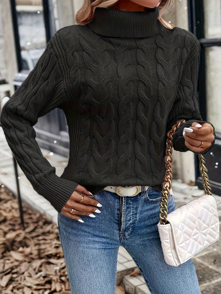 Liane | Weicher Zopfmuster-Pullover mit Rollkragen