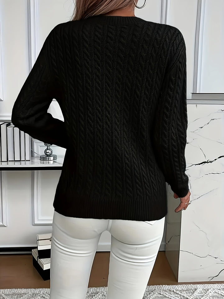 Katrin | Weich fließender Zopfmuster-Pullover