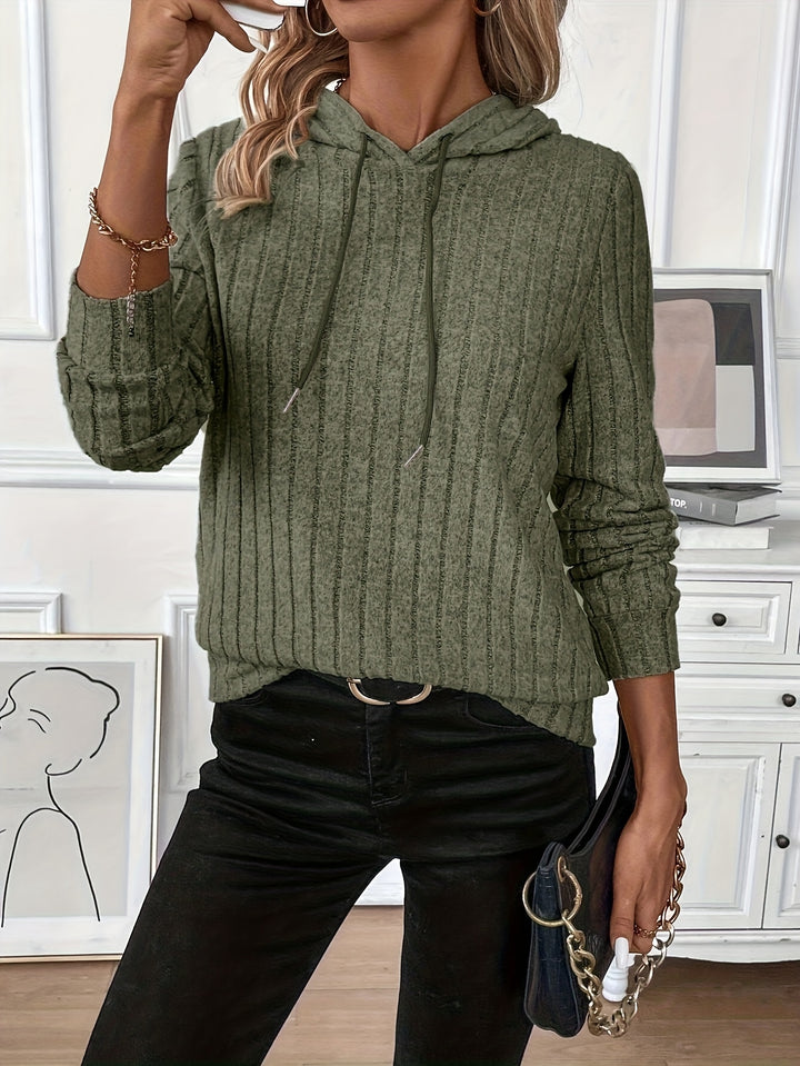 Regine | Legerer Kapuzenpullover mit feiner Rippstruktur