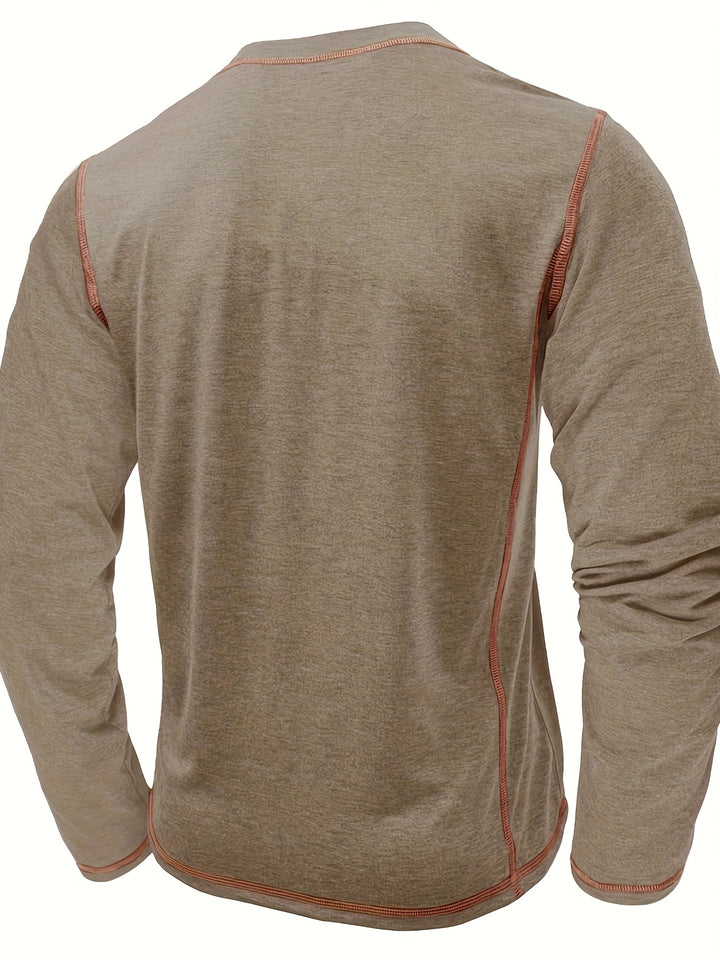 Emmerich | Markantes Henley-Shirt mit Kontrastnähten