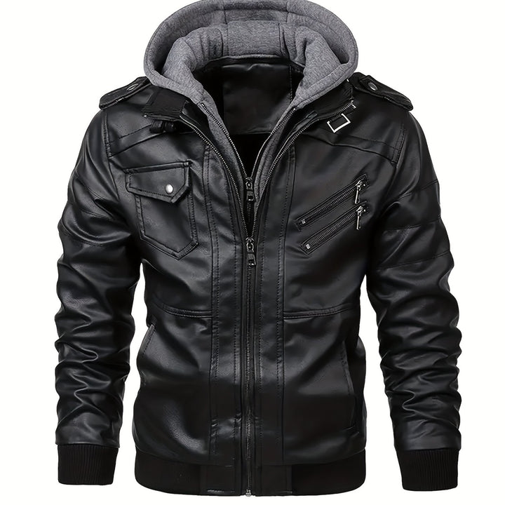 Torsten | Kapuzen-Bikerjacke mit Doppelreißverschluss