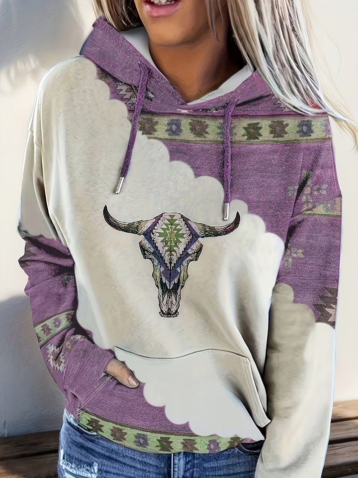 Sigrid | Ethno Kapuzenpullover mit Print