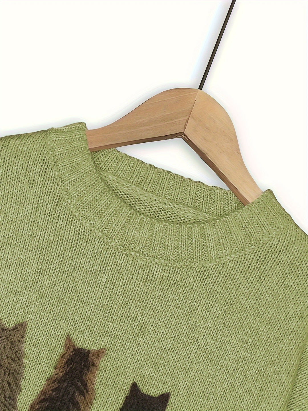 Nicole | Kuscheliger Rundhals-Pullover mit Katzen-Motiv